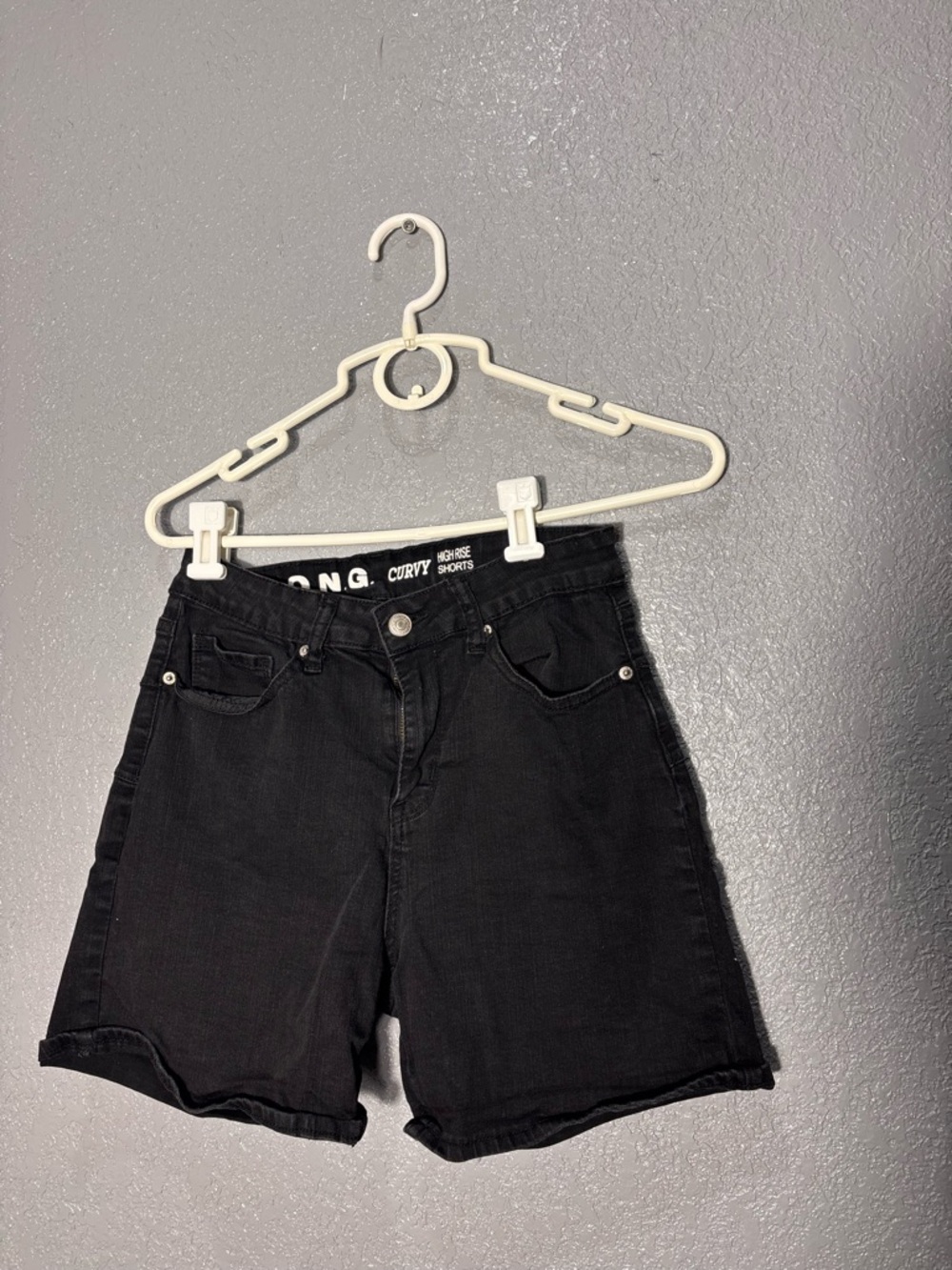 High-Rise Black Curvy Denim Shorts